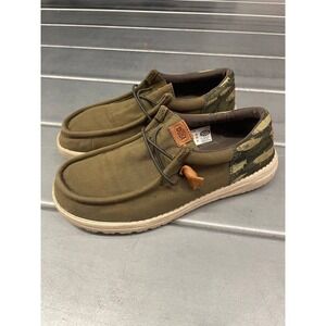 Hey Dude Wally Funk Fish Camp Mens Shoes Size 7 Olive Green Slip On